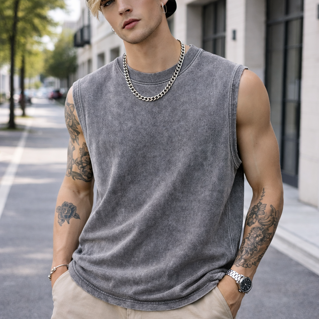 240G Cotton Men Washed Tank To - Running Gear Youth incelemesi ve fiyatı