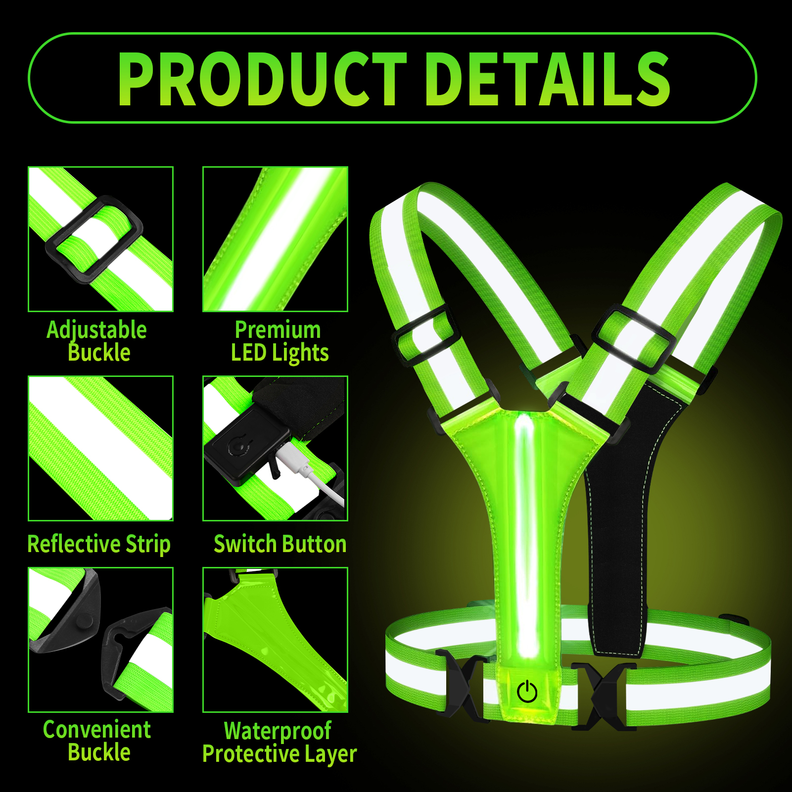 Adjustable LED Reflective Vest - Running Gear For Winter incelemesi ve fiyatı