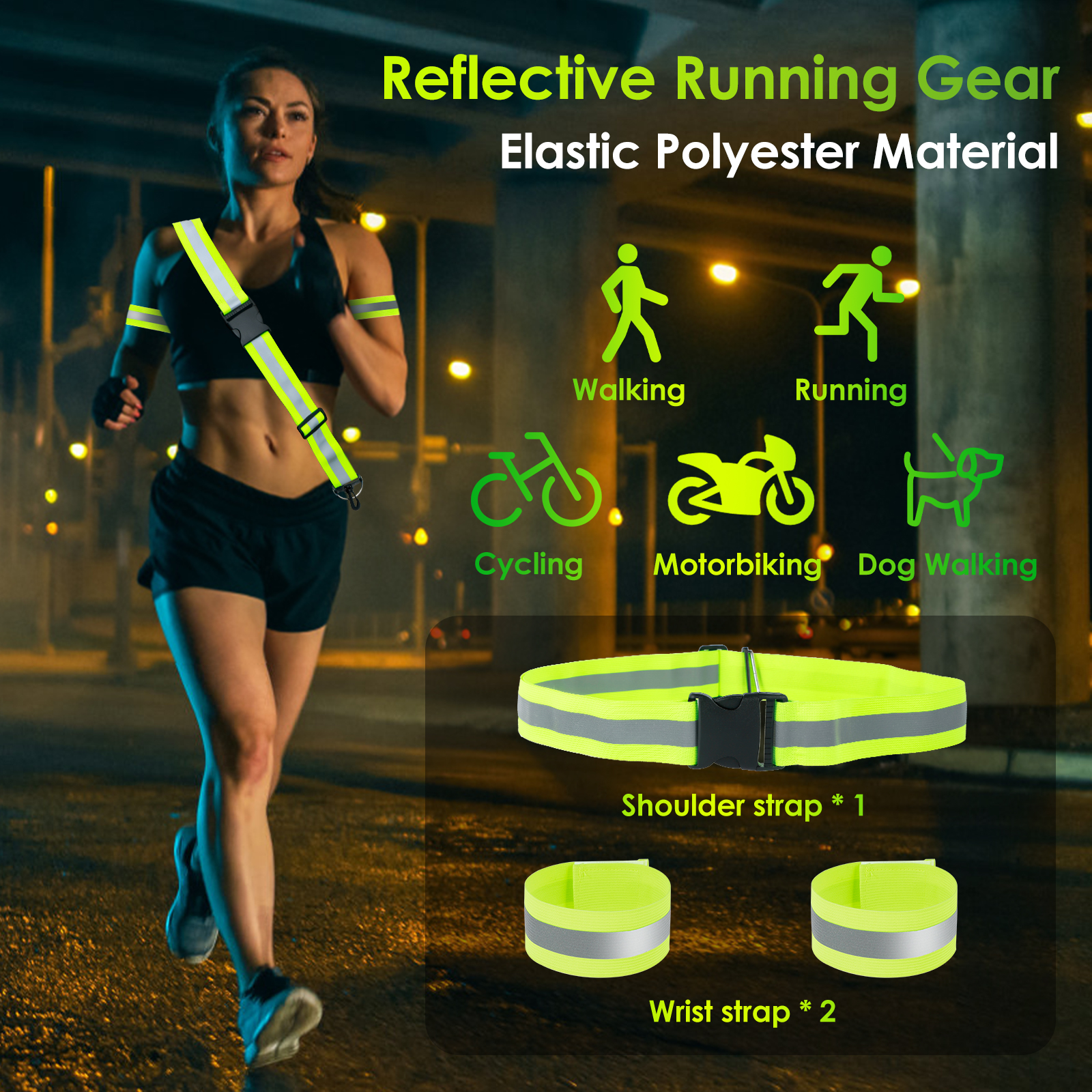 3pcs Reflective Sash for Walki - Reflective Running Gear Vest incelemesi ve fiyatı