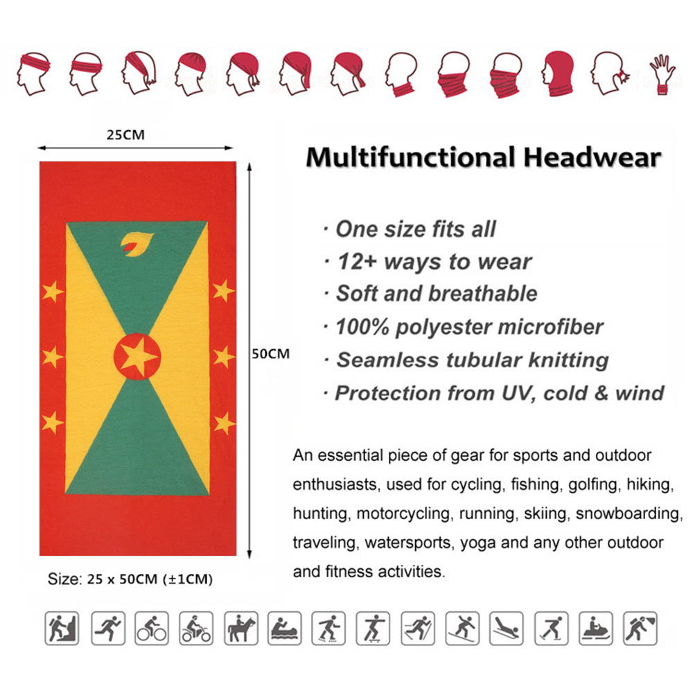 Grenada Flag Pattern Face Band - Running Gear Youtube incelemesi ve fiyatı